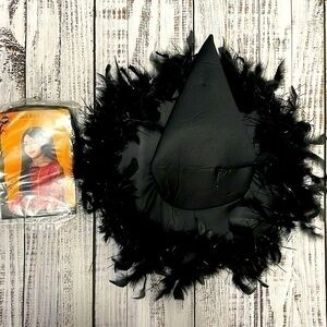 Kids Witch Wig & Feather Witch Hat